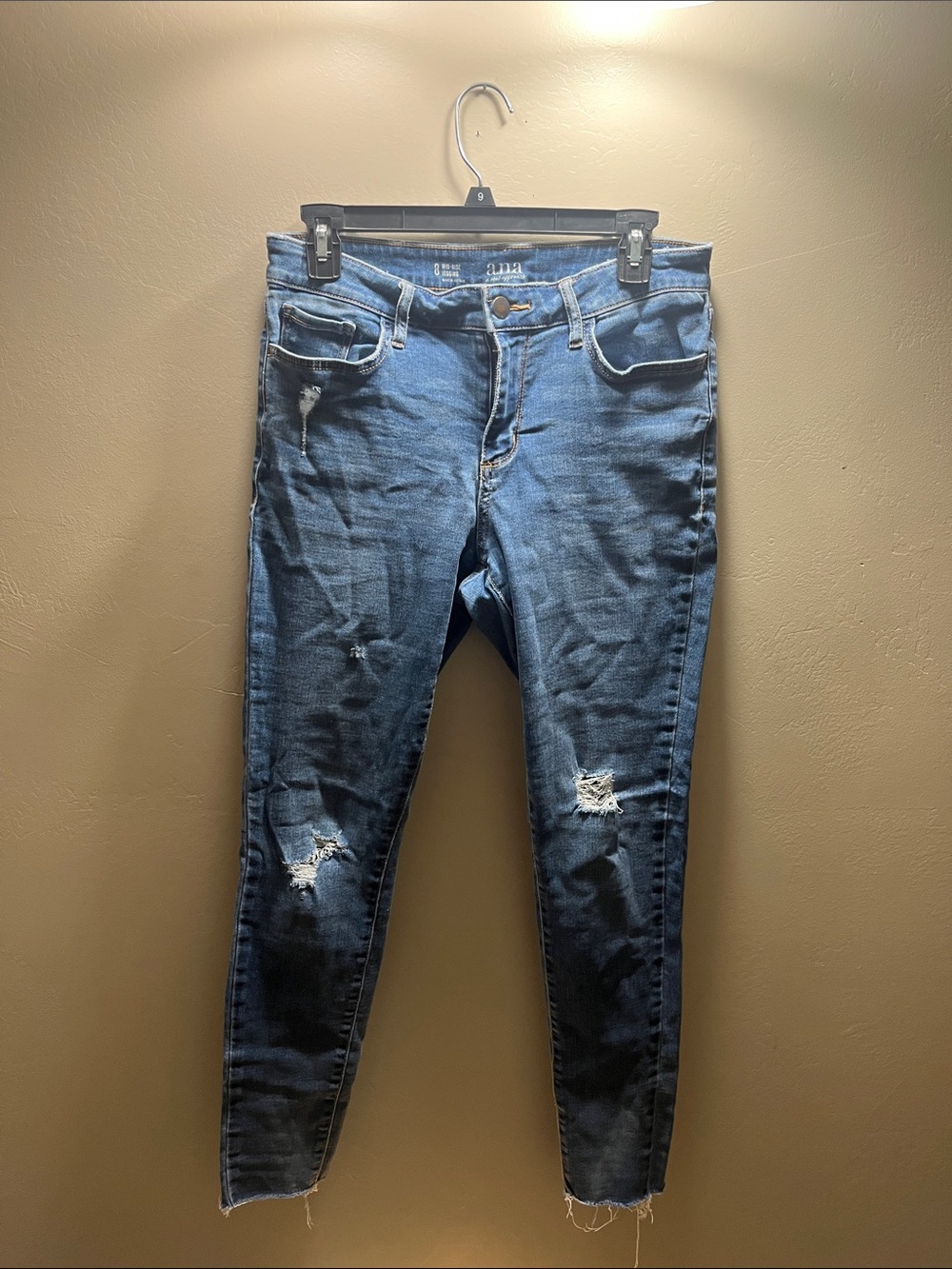 a.n.a Women's Skinny Distressed Jeans - Dark Blue